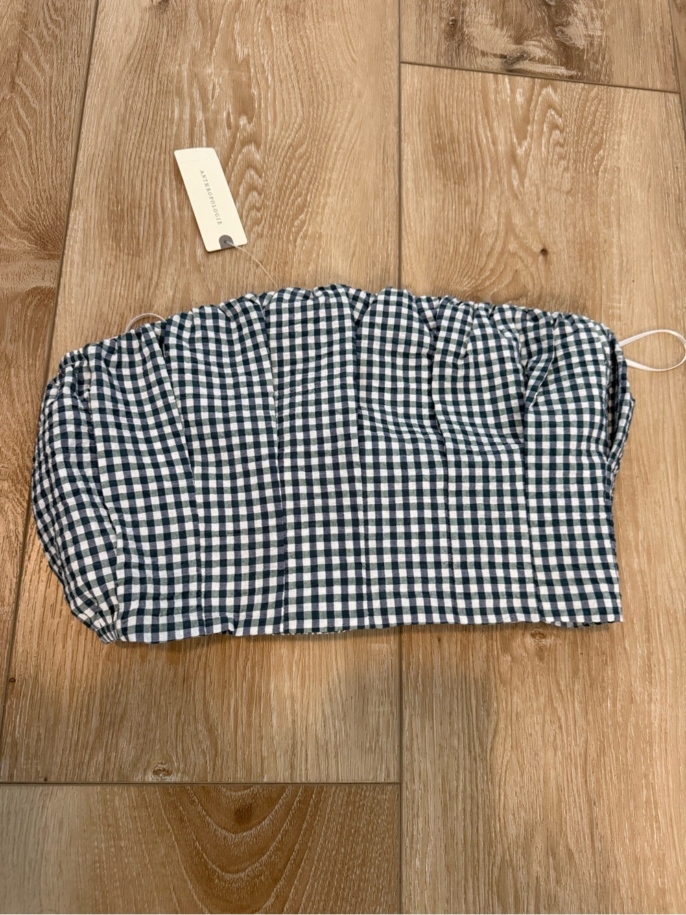 Anthropologie Blue Gingham Crop Top